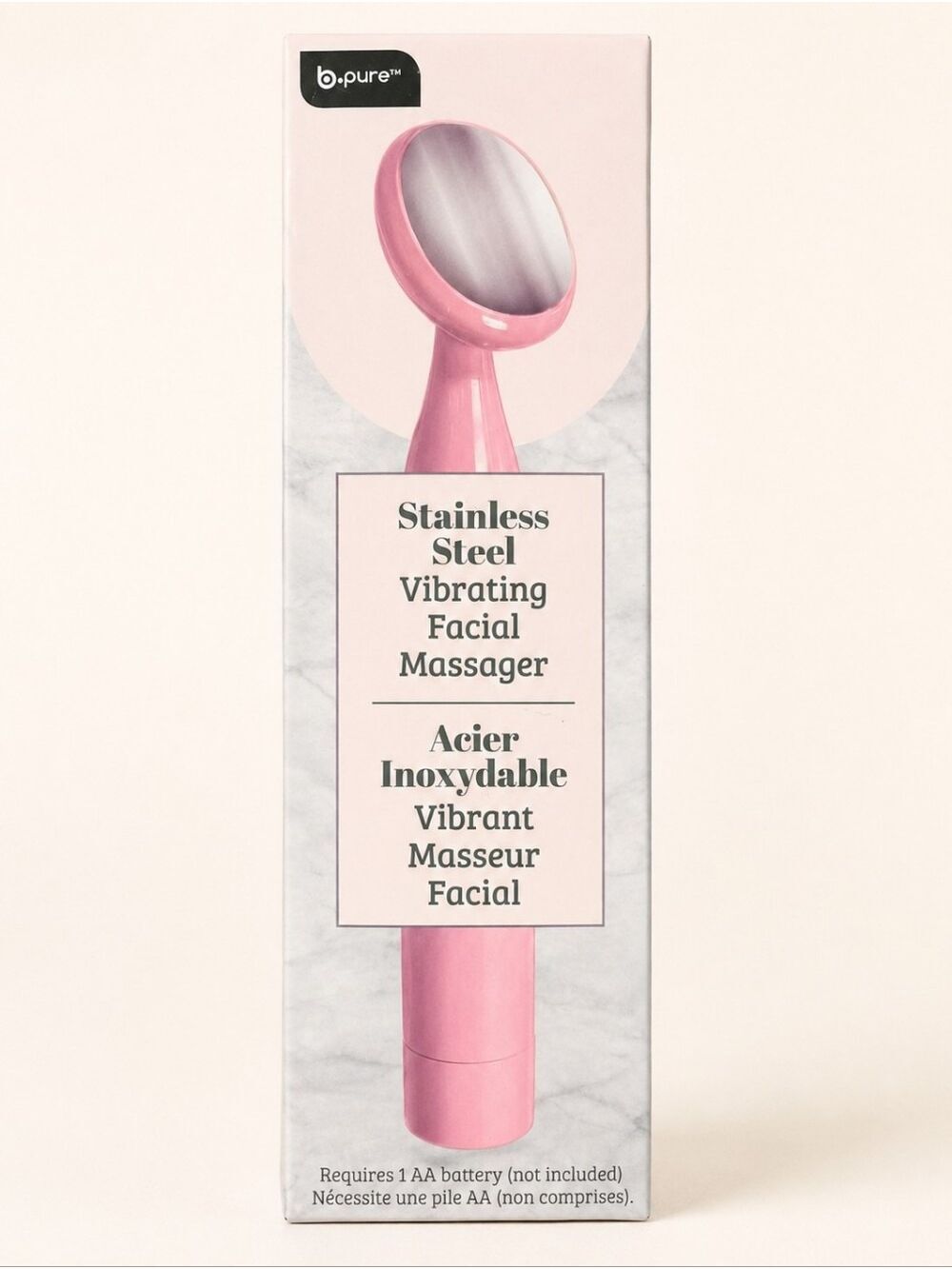 b.pure Pink Stainless Steel Vibrating Facial Massager